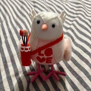 White and Pink Love Bird Figurine